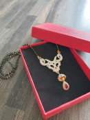 Gold Plated Mangal sutra Drop Design with Red stone No.02