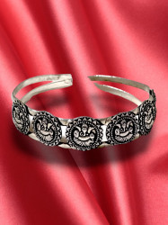 Ganesha adjustable bracelet,  oxidized silver
